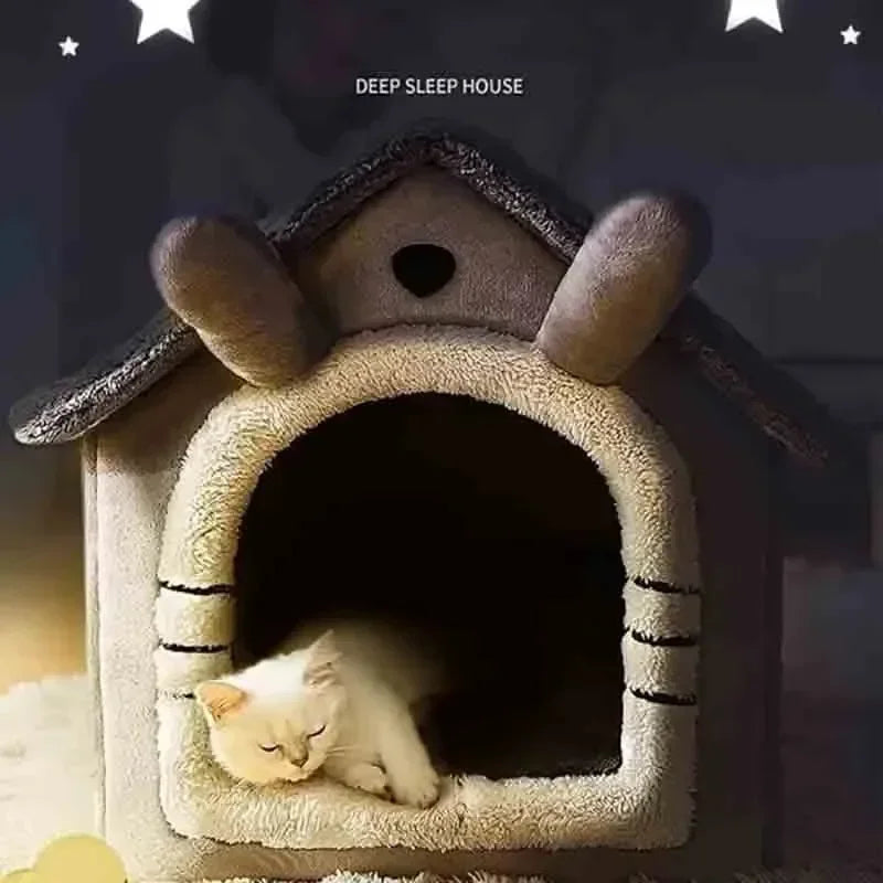 Casa interna quente para cães, cama macia para animais de estimação, tenda, canil para cães e gatos, almofada removível e lavável, adequada para quatro estações, universal