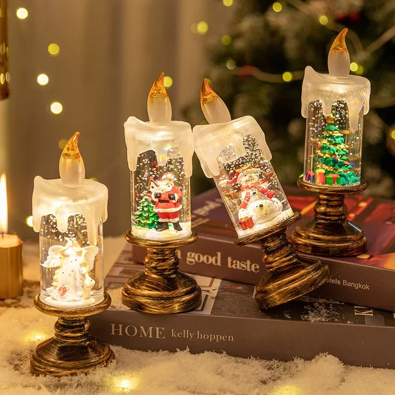 Natal led vela globo de neve luzes nevando floco de neve lâmpadas decorativas presentes criativos do feriado para decoração de natal