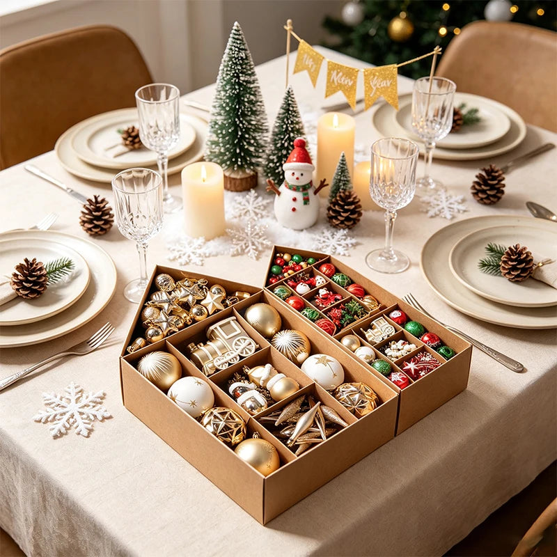 Conjunto de 70 Bolas de Natal para Decoração de Árvore de Natal, Enfeites Pendentes para Casa, Decoração de Natal 2026, Presente de Ano Novo
