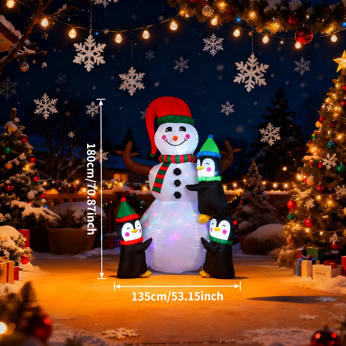 Decorações infláveis de natal-ramo boneco de neve, papai noel, homem de gengibre, saco de presente boneco de neve luz led decorações de gramado