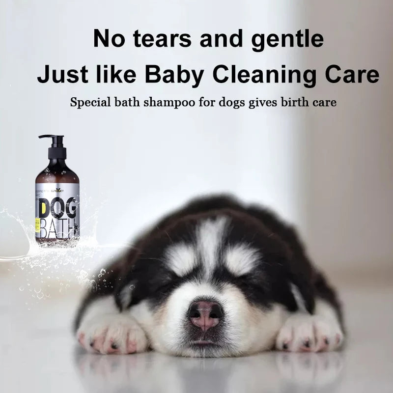 Shampoo para animais de estimação, para cães, pele seca, alívio de coceira, anti-pulgas, banho, chuveiro para animais de estimação, anti-rasque, gatos, cuidados com o cabelo, limpeza, gel de banho, sabonete