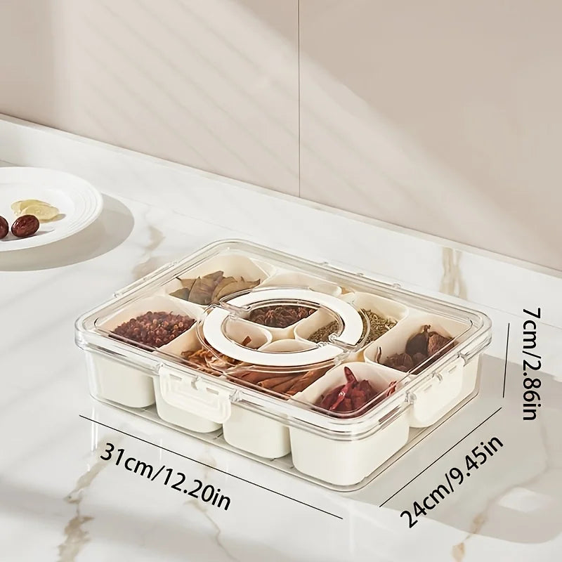 Bandeja de Servir Dividida com Tampa, Recipiente para Armazenamento de Alimentos, Caixa de Lanches, Recipientes para Lanches com 8 Compartimentos, Recipientes para Armazenamento de Frutas
