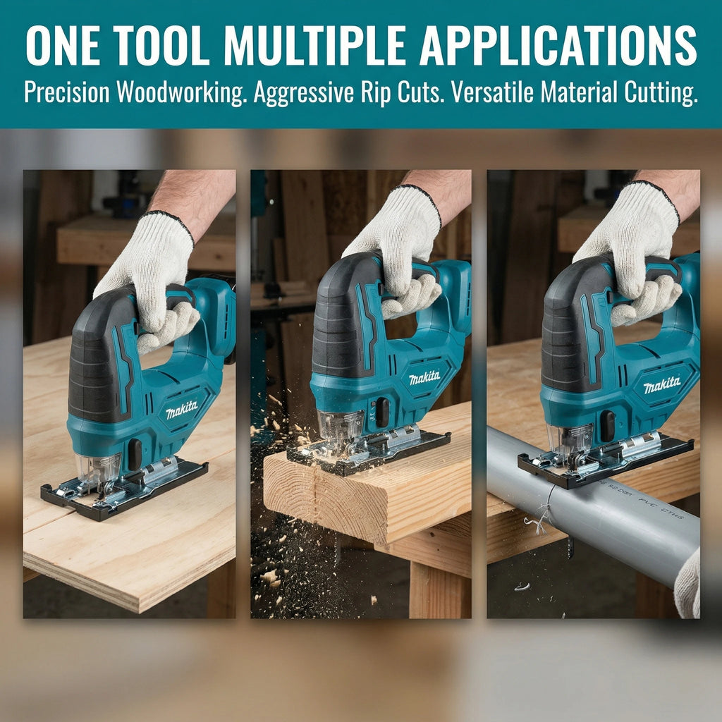 Serra Tico-Tico Makita DJV182Z 18V Sem Escovas, Curso de 26mm, 3500SPM, Serra Sem Fio para Corte de Madeira Curva