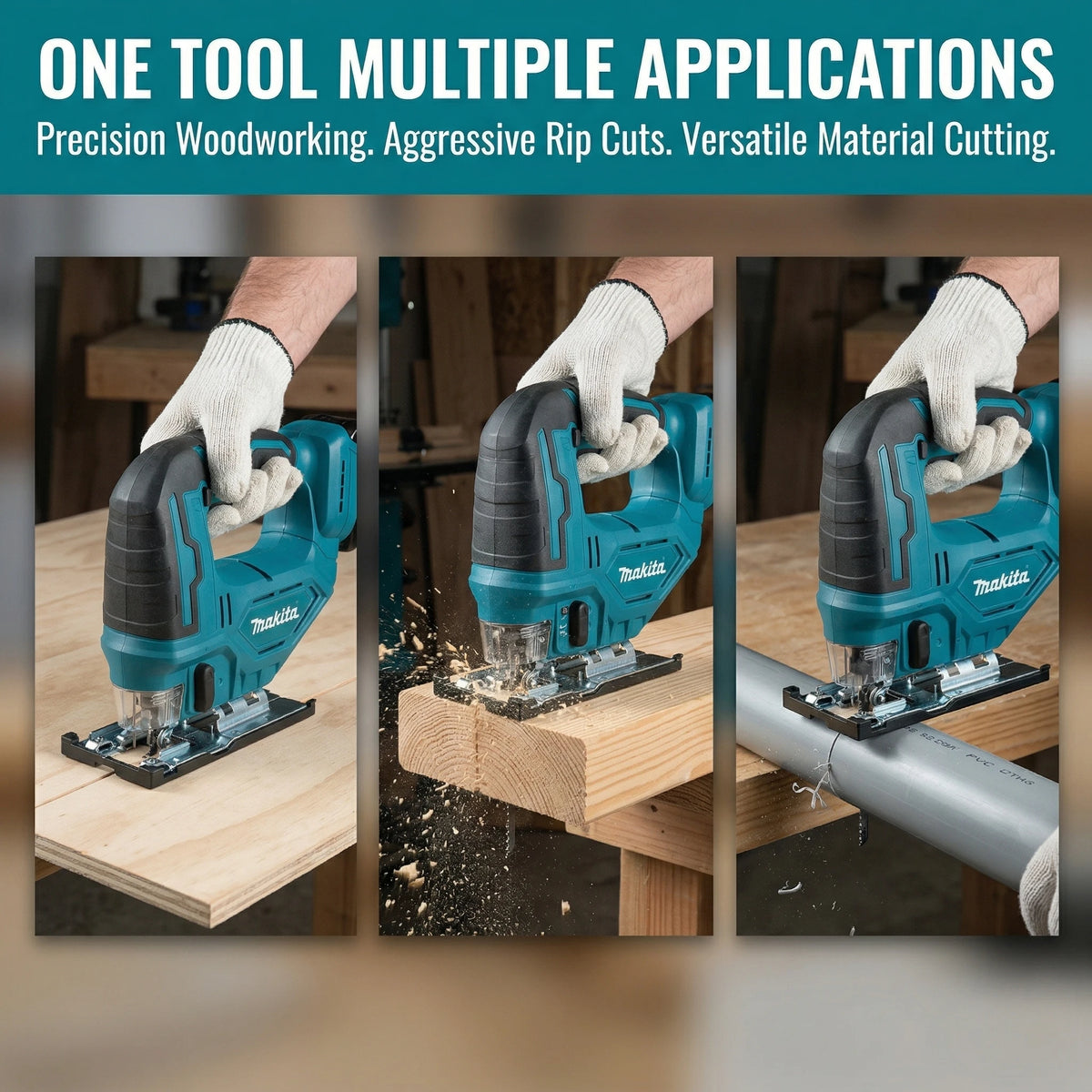 Serra Tico-Tico Makita DJV182Z 18V Sem Escovas, Curso de 26mm, 3500SPM, Serra Sem Fio para Corte de Madeira Curva