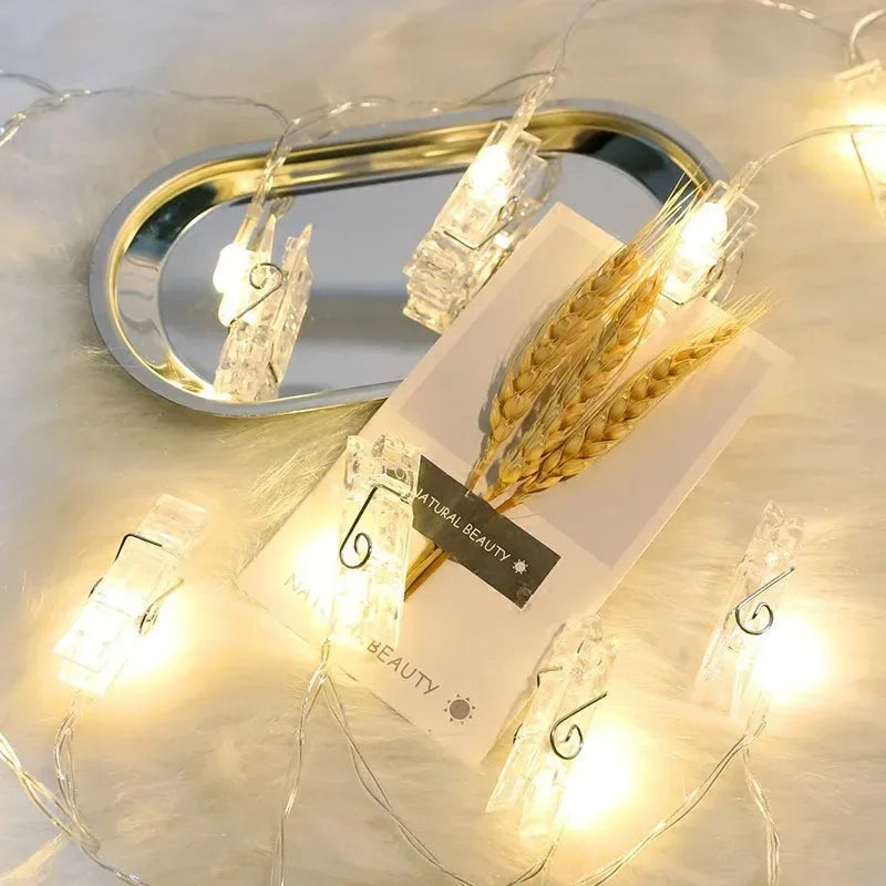 Luzes de Fada LED com Clipes para Fotos, 10 LEDs e 20 LEDs para Decoração de Natal e Presentes de Dia dos Namorados