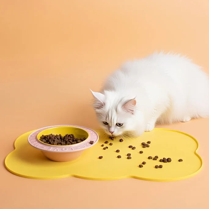 Tapete de Silicone para Animais de Estimação, à Prova de Vazamentos e Antiderrapante para Cães e Gatos, Tapete Oval para Tigelas