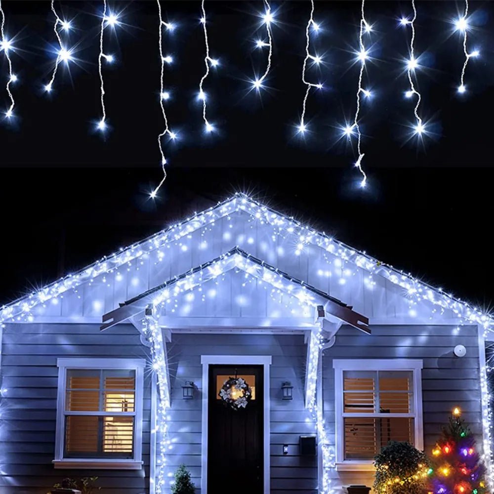 LED Icicle Cortina Icicle String Lights, decoração ao ar livre, luzes decorativas, jardim, festa de Natal, 4m Droop 0.4-0.6m - Kasa & Pet