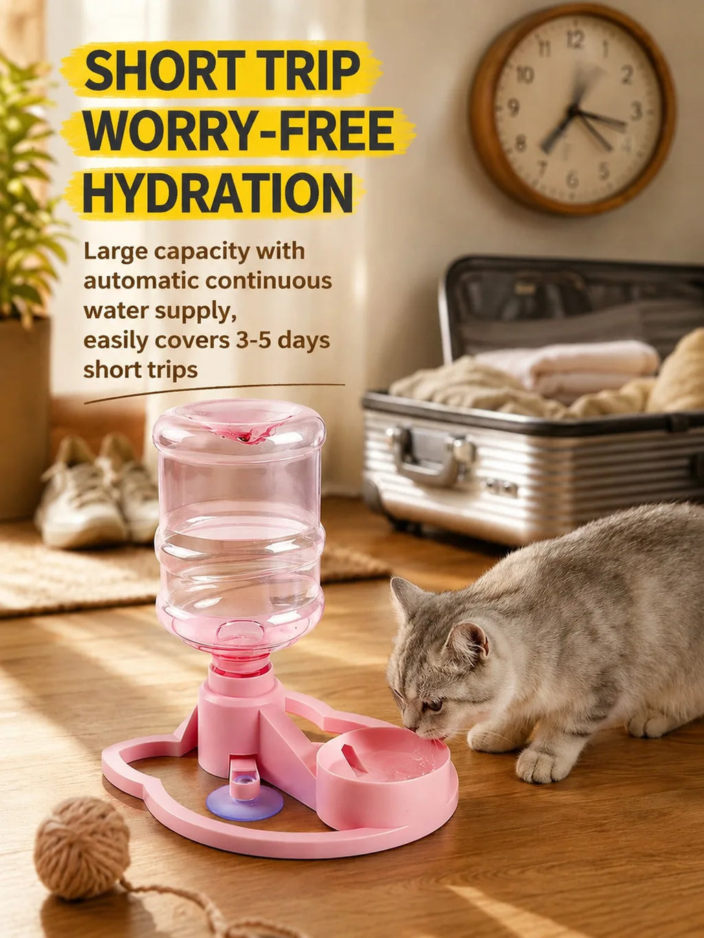 Dispensador de Água para Animais de Estimação Sem Eletricidade, Tigela Automática Antivazamento para Gatos e Cães Pequenos, Uso Diário em Ambientes Internos
