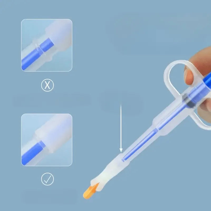Dispensador de Comprimidos para Animais de Estimação Adequado para Gatos e Cães, Seringa para Medicamentos, Alimentador Oral de Comprimidos, Empurrador Simples de Comprimidos para Pets, Inclui 2 Opções de Ponta Macia