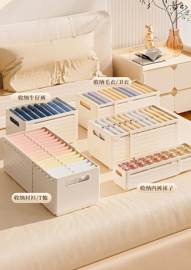Organizador de Roupas Ajustável em 3 Peças, Organizador de Closet Empilhável, Organizadores de Roupas em Camadas e Classificados