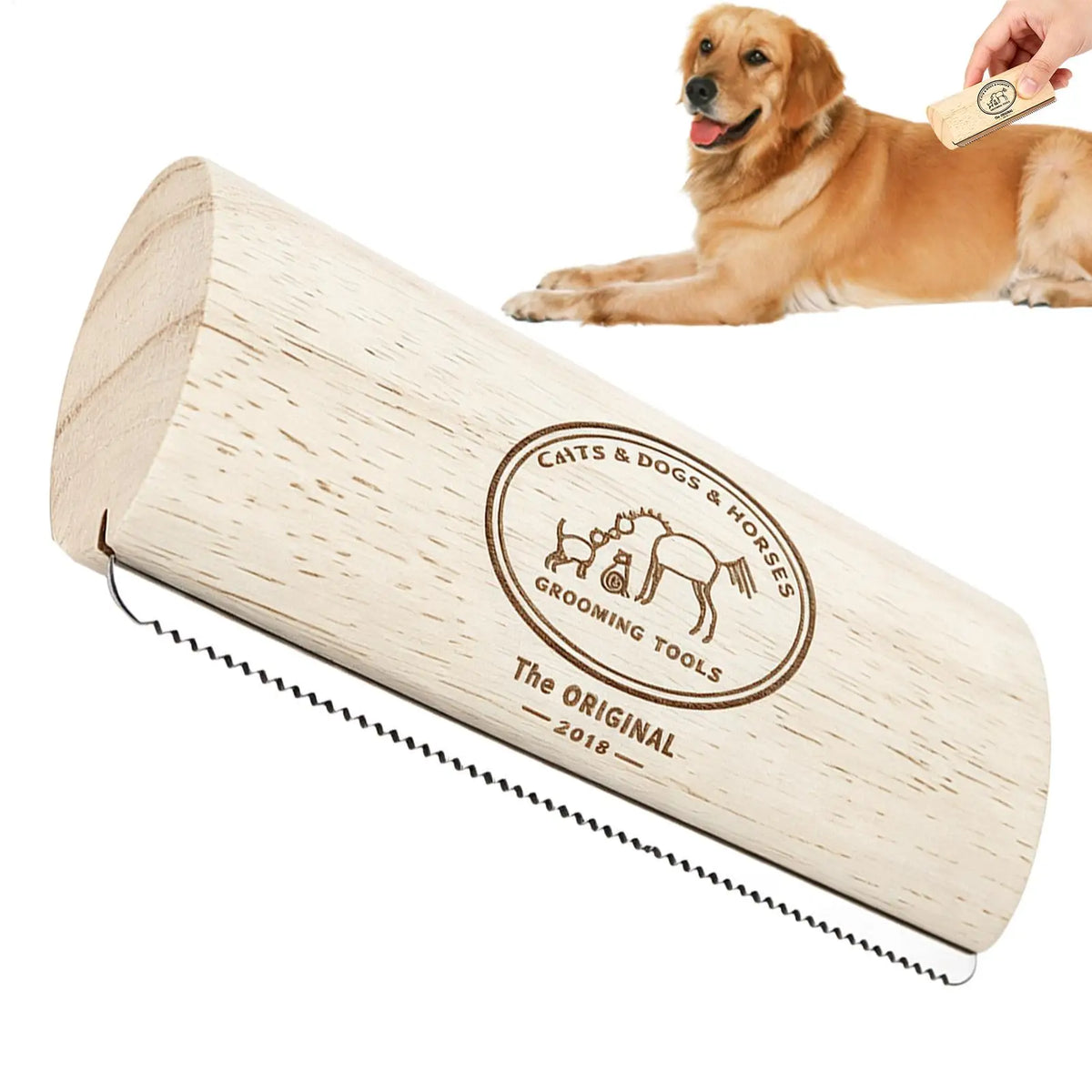 Escova para Remoção de Pelos de Animais de Estimação, Escova de Desembaraço e Tosa com Dentes de Metal e Cabo de Madeira, Produtos de Beleza para Gatos, Escova para Remoção de Pelos de Cavalos, Escova para Cães