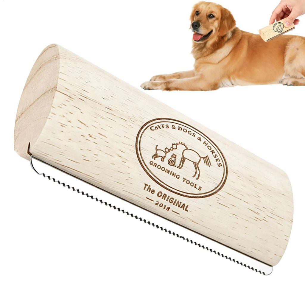 Escova para Remoção de Pelos de Animais de Estimação, Escova de Desembaraço e Tosa com Dentes de Metal e Cabo de Madeira, Produtos de Beleza para Gatos, Escova para Remoção de Pelos de Cavalos, Escova para Cães