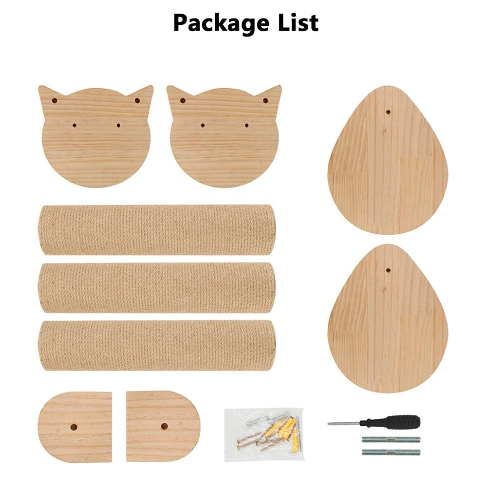 Pós para arranhar gatos com 2 poleiros, plataformas montadas na parede, prateleiras de escalada, arranhador de sisal para gatos, torre de árvore, acessórios para animais de estimação