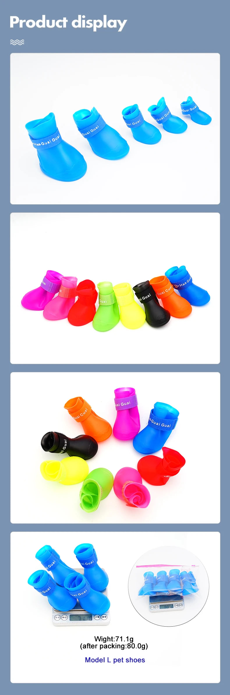 Sapatos de chuva de silicone para animais de estimação, antiderrapantes, à prova d'água, sapatos para cães com sola macia, calçados para cães pequenos, gatos e teddy.