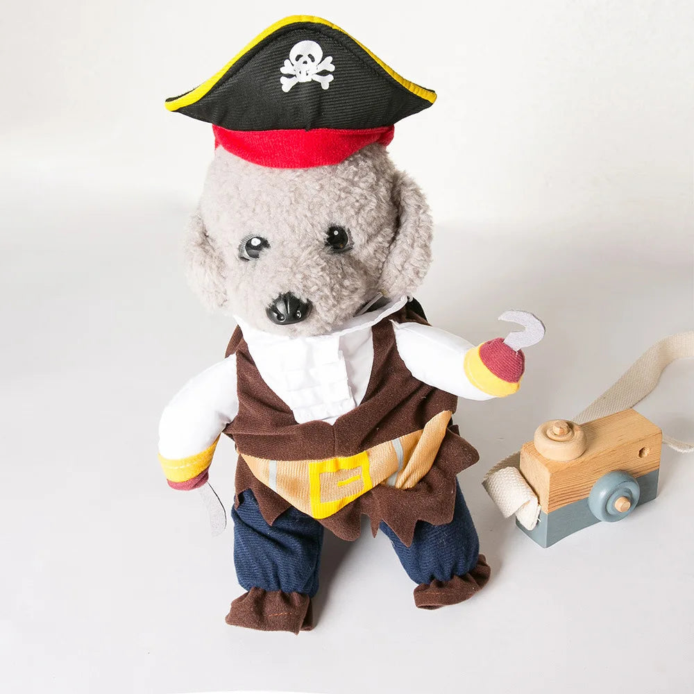 Engraçado roupas para animais de estimação pirata cão gato traje terno corsair vestir-se festa vestuário para gato cão mais chapéu traje do cão de estimação