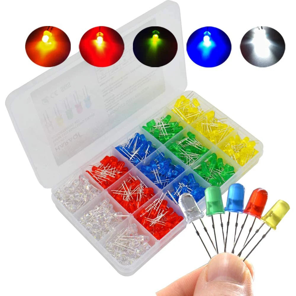 100 Pçs/lote 3mm 5mm F3 F5 LED Redondo Ultra Brilhante Branco Verde Amarelo Azul Branco Vermelho Diodo Emissor de Luz Para Kit Diy Kasa & Pet