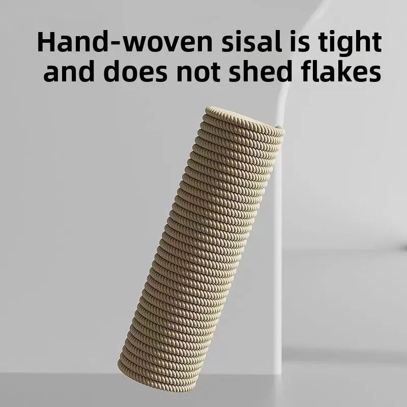Arranhador de Sisal para Gatos com Estrutura de Escalada Integrada, Almofada de Arranhar Durável e Não Desgastável, Brinquedo Interativo para Gatos de Interior