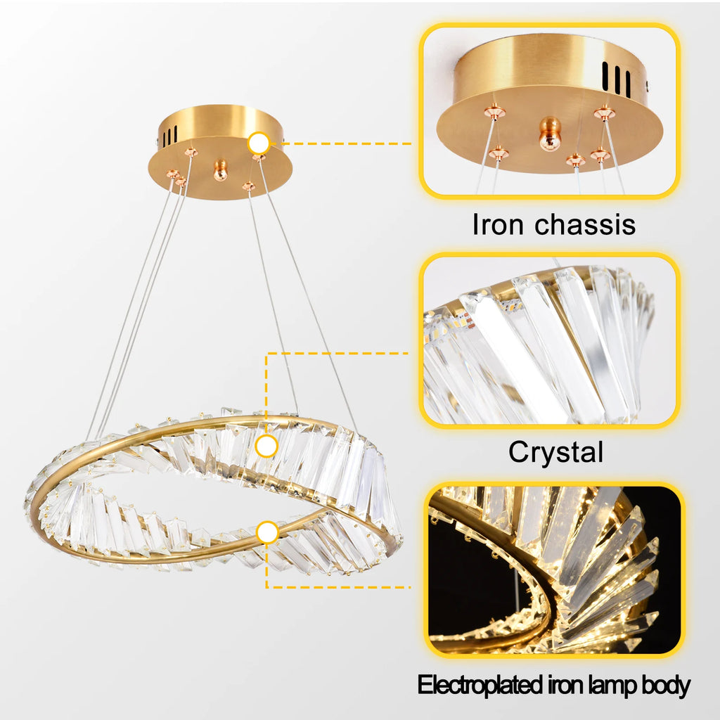 Led anel de luxo luzes pingente para sala estar jantar lustre moderno decoração casa lâmpada do teto nordic luminária lustre