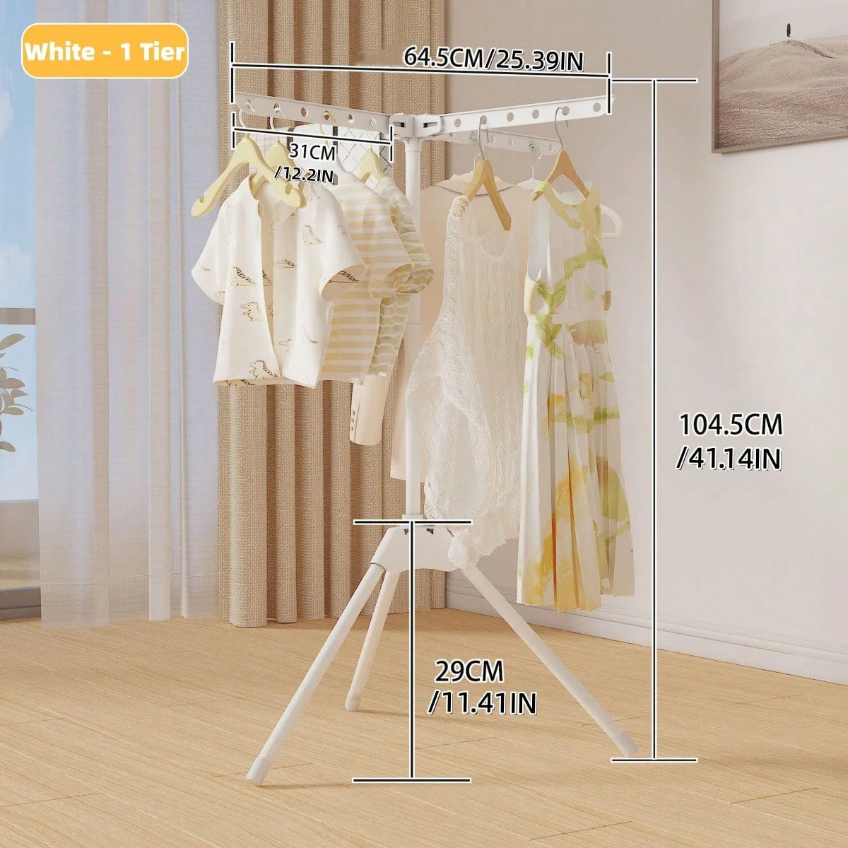 Varal de Chão para Secar Roupas, Uso em Quarto, Cabideiro Doméstico, Varal de Roupas Móvel e Dobrável para Varanda