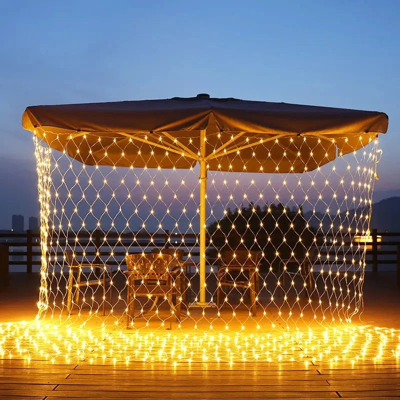 Decorações de natal lâmpada led rede de pesca luz ao ar livre à prova dwaterproof água rua árvore decoração luz festival casamento malha luz