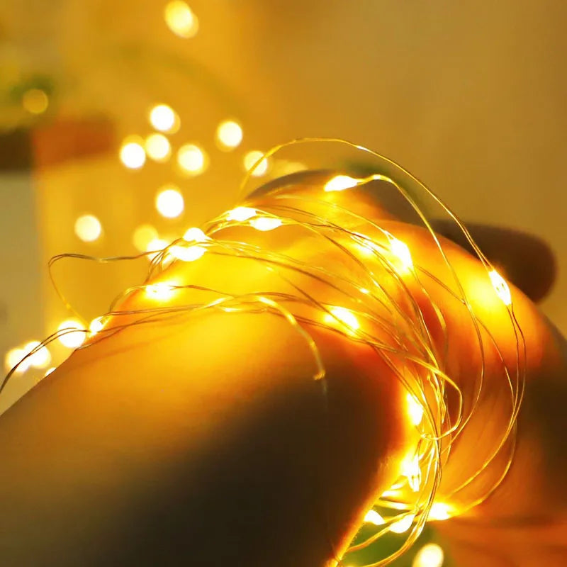 Luzes de fadas de natal recarregável led à prova d' água rgb luz de corda 8 modos design destacável para decoração de festa de casamento de árvore de natal
