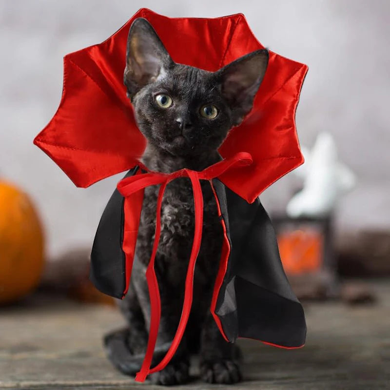 Fantasia de Halloween para Gatos e Cães, Capa de Vampiro Ajustável, Acessórios de Fantasia para Animais de Estimação
