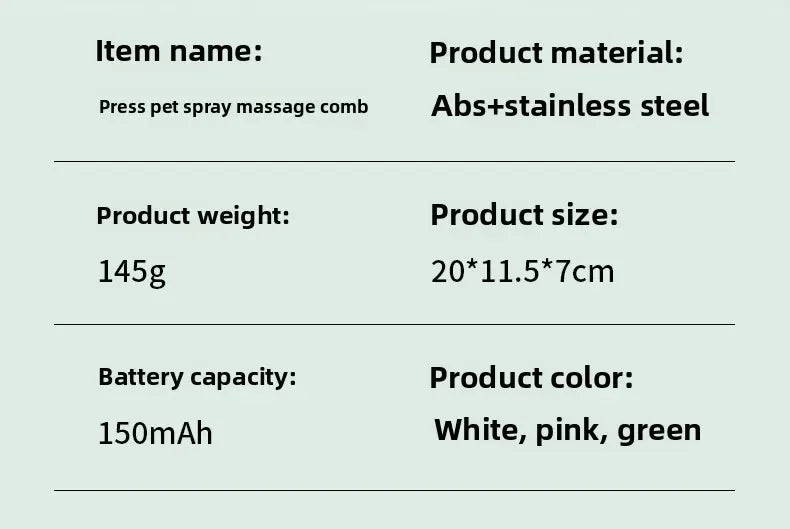 Escova de limpeza para cães, spray de vapor limpo para animais de estimação, escova de vapor exclusiva para cães, escova de limpeza de luxo