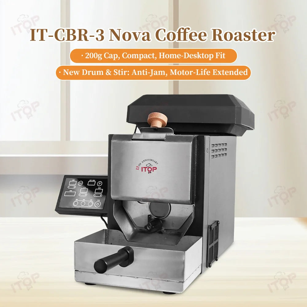 Torrador de Café ITOP com Capacidade de Torragem de 200g para Uso Doméstico, Estrutura de Tambor Patenteada e Design Inovador de Agitador CBR-3