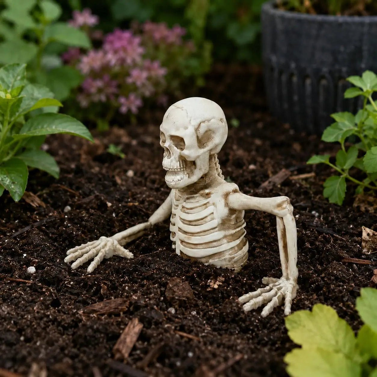 Decoração de Halloween: Esqueleto de Meio Corpo com Crânio para Bonsai, Decoração de Esqueleto de Meio Corpo para Interiores e Exteriores, Adereço para Decoração de Quintal - Kasa & Pet