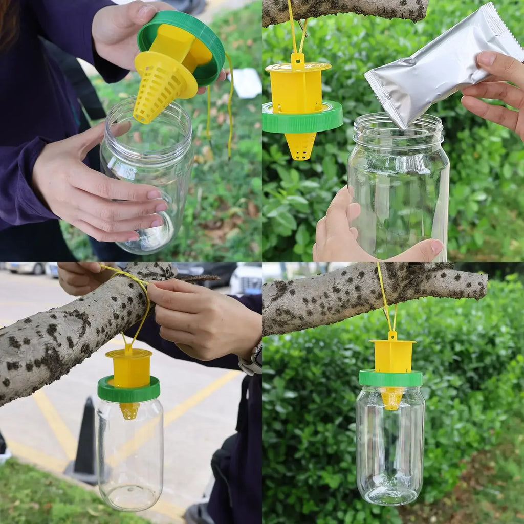 Armadilha para Moscas de 800ml em Garrafa PET com Funil para Controle Eficaz de Moscas, Tampa de PP, Isca Atrativa Natural