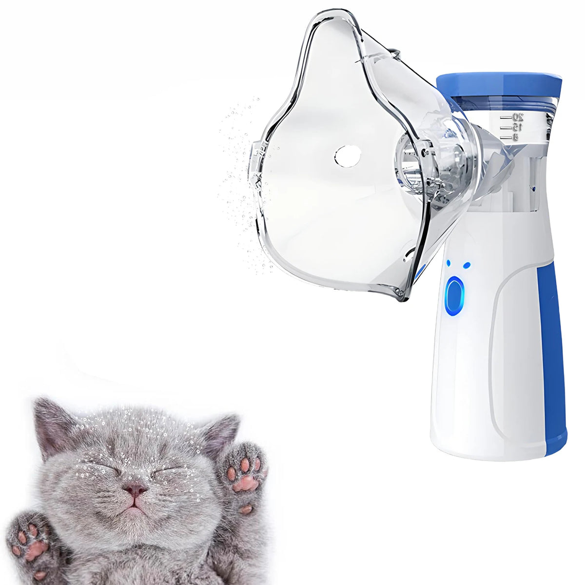 Nebulizador inalador de asma para animais de estimação, para alívio respiratório, fácil de usar, dispositivo veterinário para animais, promove a saúde das animais de estimação