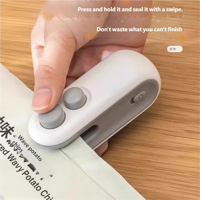 Mini Seladora Térmica Portátil USB Recarregável para Sacos de Armazenamento e Embalagens Plásticas de Alimentos