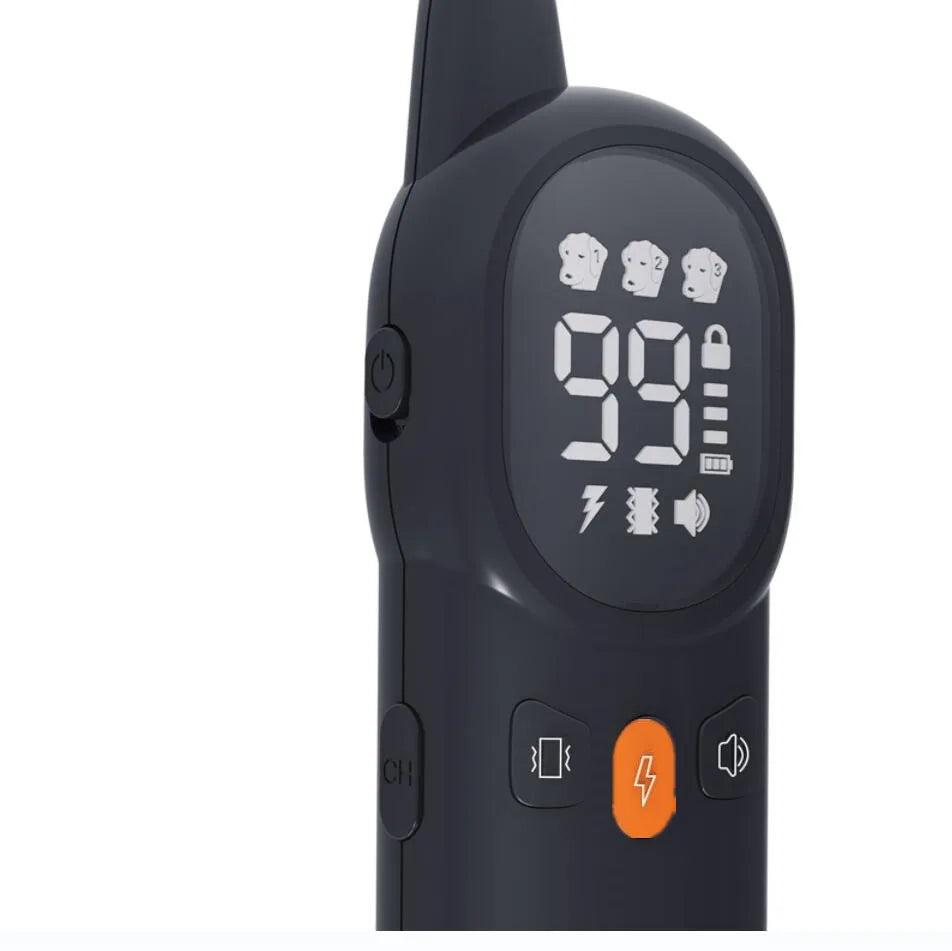 Coleira eletrônica para treinamento de cachorro, recarregável, LCD, choque remoto, animal de estimação, filhote de cachorro, treinador à prova d'água
