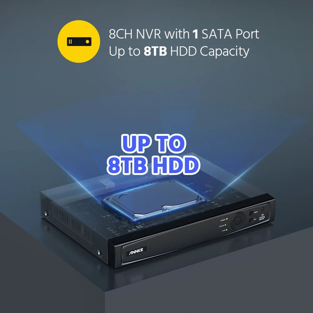 Annke 8ch 16ch 12mp poe gravador de vídeo h.265 + nvr segurança de vigilância de vídeo para 2mp 4mp 5mp 6mp 8mp/4k 12mp ip poe câmera