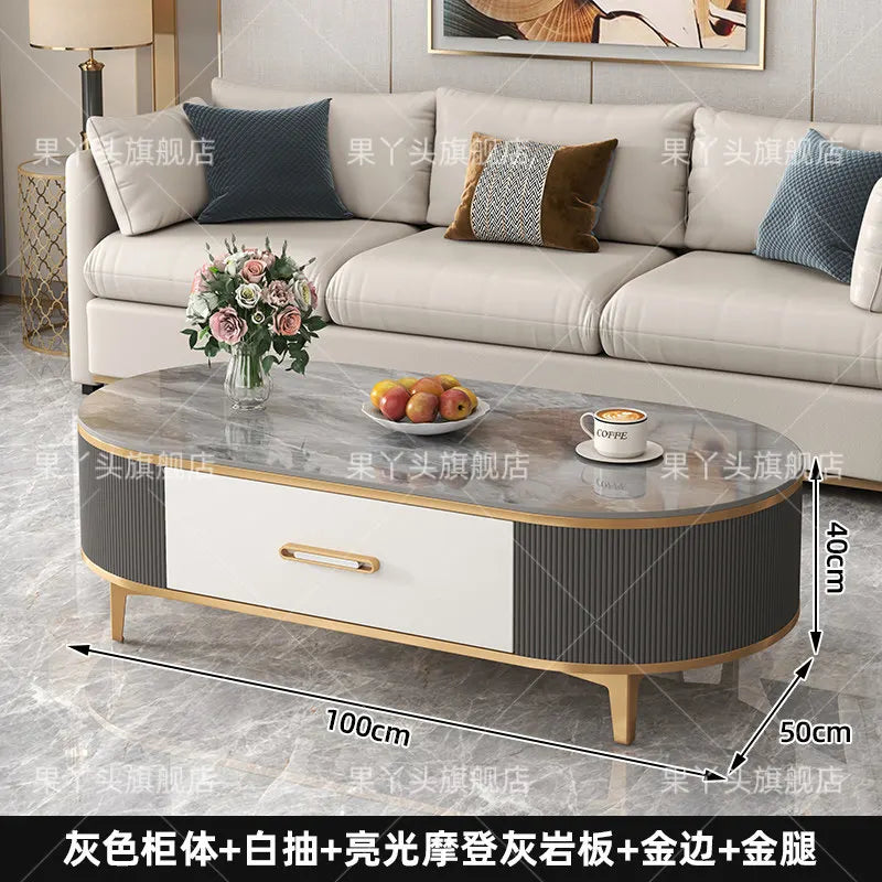 Mesa de Jantar, Mesa de Centro para Escrita e Café, Gavetas Móveis, Mesa Lateral de Luxo com Armazenamento para Sala de Estar, Mesa Auxiliar Moderna, Móveis Modernos