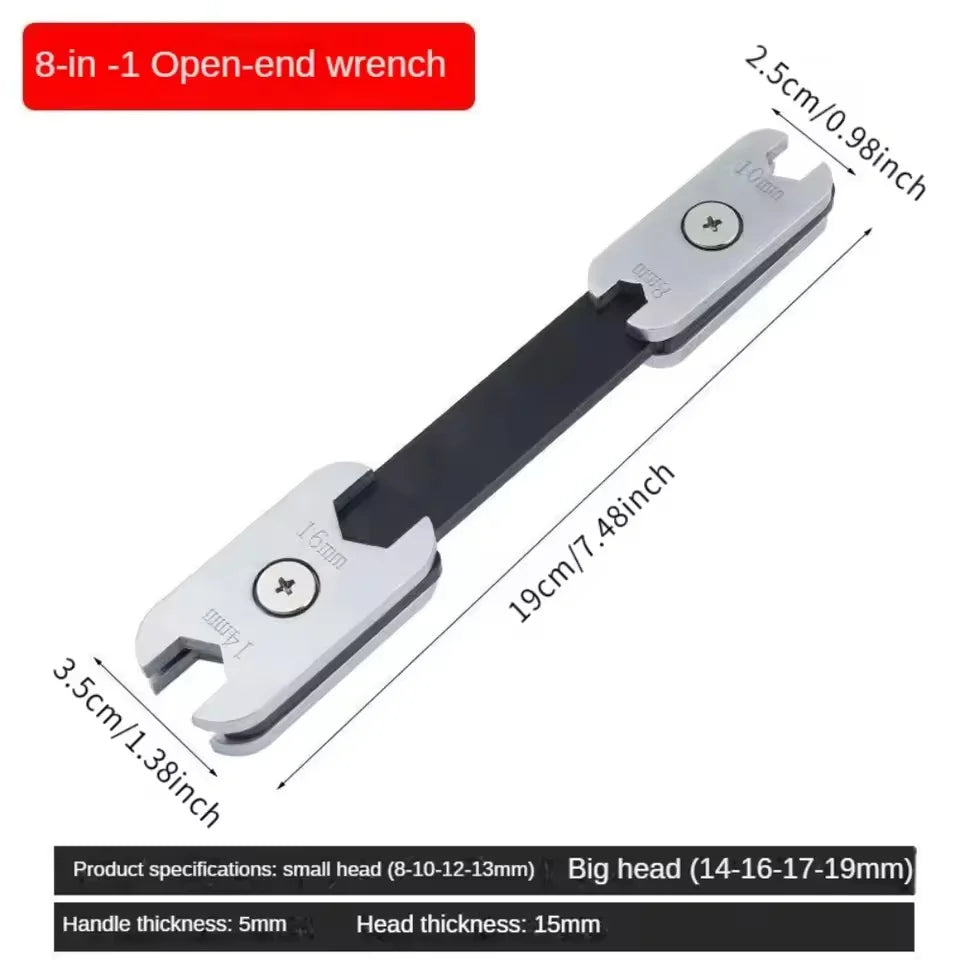 ‌ 360 °   Chave ajustável rotativa 8 em 1 com extremidades hexagonais/abertas duplas – Aperto ergonômico para uso profissional automotivo e industrial ‌