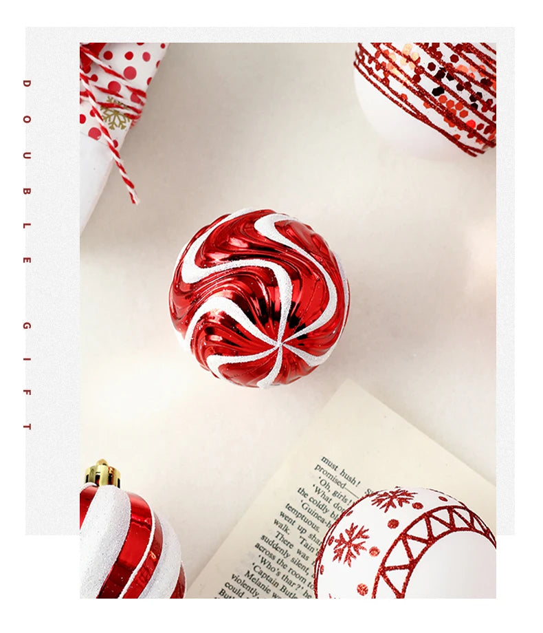 Conjunto de decorações de árvore de enfeites de Natal, bola de Natal inquebrável de 16 quilates, ornamentos pendurados de 2,36 polegadas para decoração de festas de fim de ano