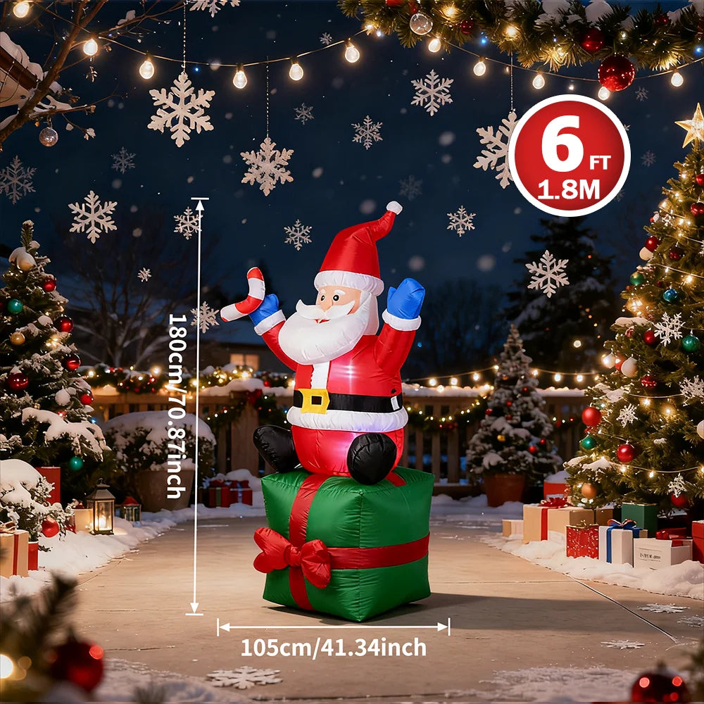 Decorações infláveis de natal-ramo boneco de neve, papai noel, homem de gengibre, saco de presente boneco de neve luz led decorações de gramado