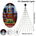 Luzes de corda de fadas cascata de natal com estrela topper, decorações de árvore de natal para casa 2025 navidad natal ano novo 2026