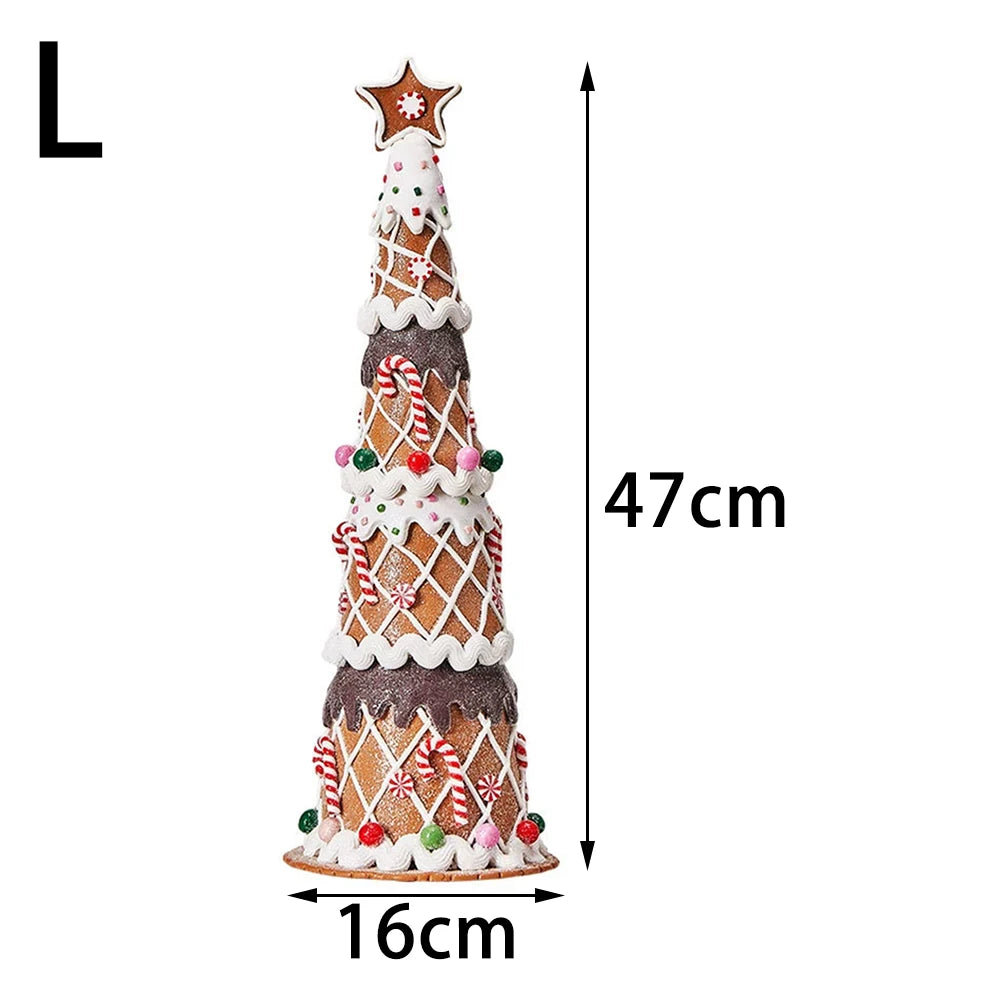 Castelo luminoso de natal, decoração de árvore de natal, ornamentos de argila macia, acessórios fofos de macaron, suprimentos para feriados de natal