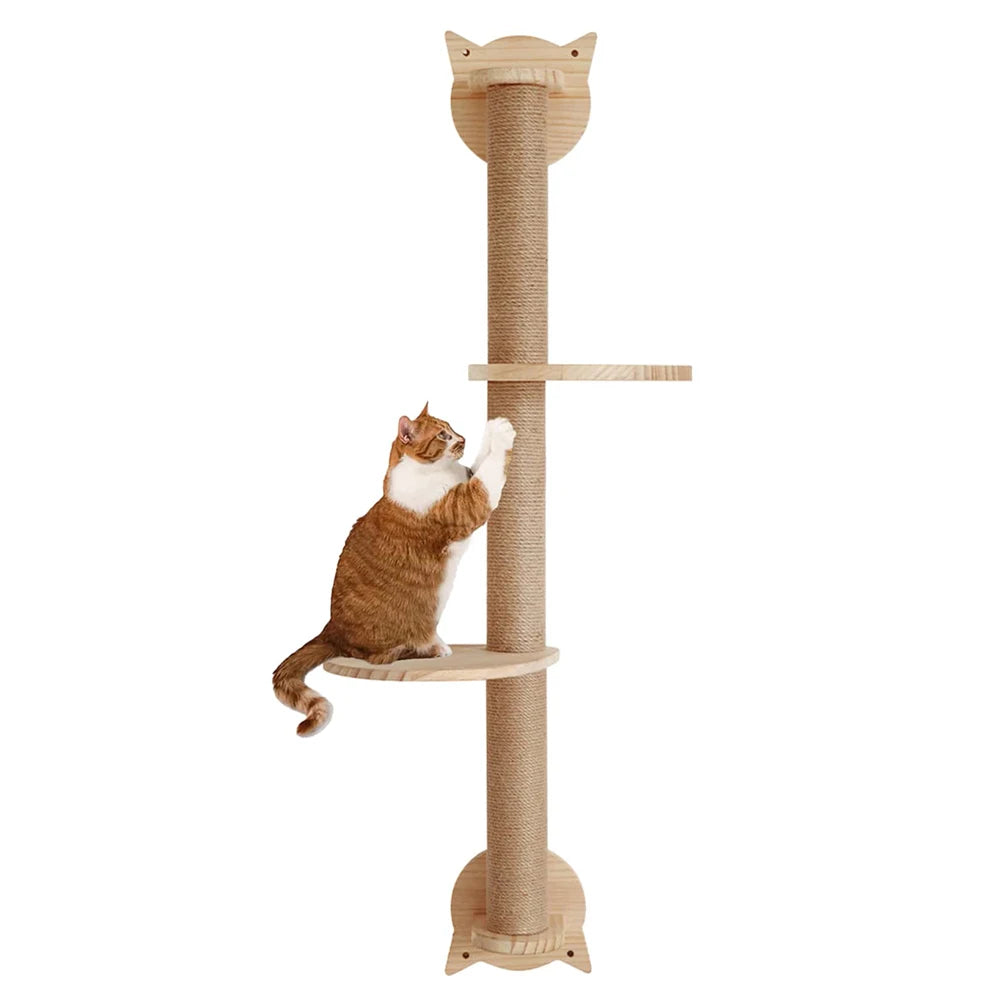 Pós para arranhar gatos com 2 poleiros, plataformas montadas na parede, prateleiras de escalada, arranhador de sisal para gatos, torre de árvore, acessórios para animais de estimação
