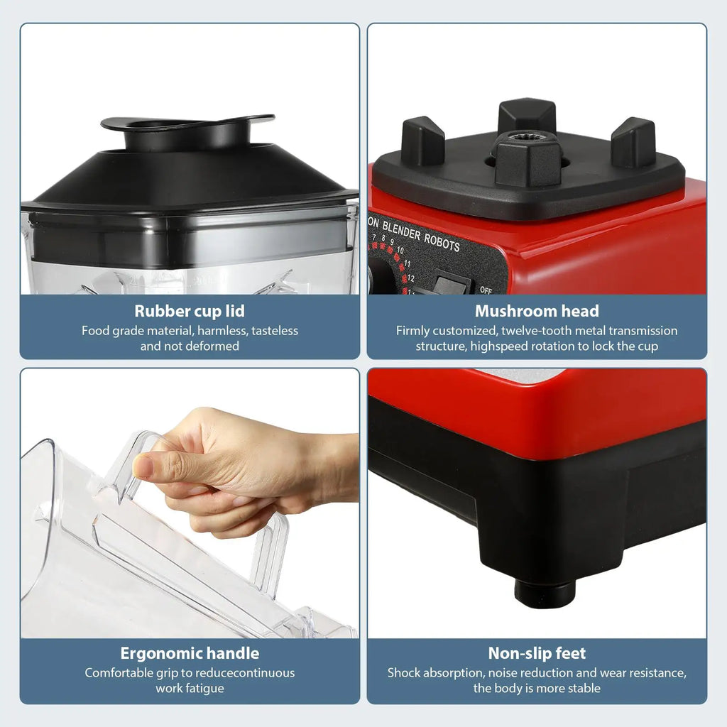 Liquidificador Comercial de Alta Potência 400W, Mixer Estacionário, Processador de Alimentos para Smoothies e Gelo, Liquidificador de Alta Potência para Cozinha, Livre de BPA