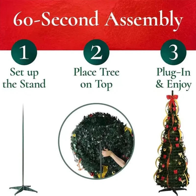 Árvore de natal retrátil decorativa dobrável pvc artificial árvore de natal para sala de estar shopping hotel-presente de natal