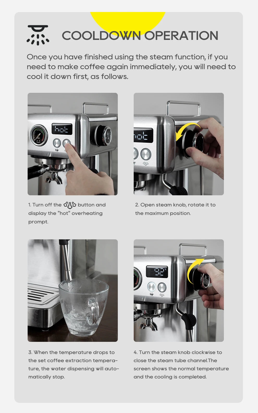 Hibrew 20bar semiautomática máquina de café expresso temperatura ajustável 58mm portátil frio/quente cafeteira metal caseh10a