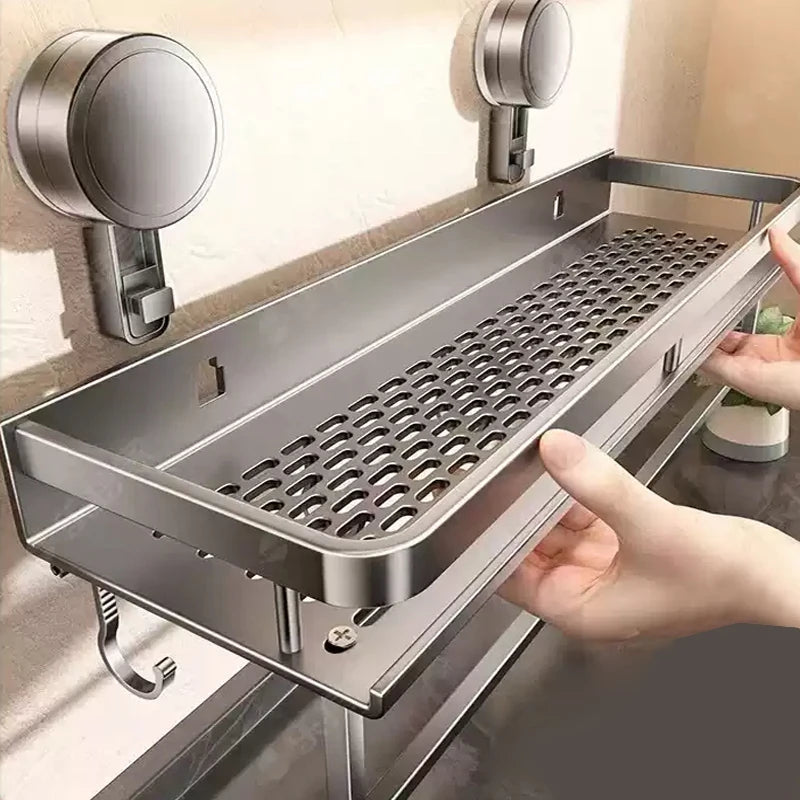 Sem broca banheiro ventosa prateleira de armazenamento prateleira de armazenamento banheiro perfuração-livre parede pendurado vaidade toalete triângulo cesta r