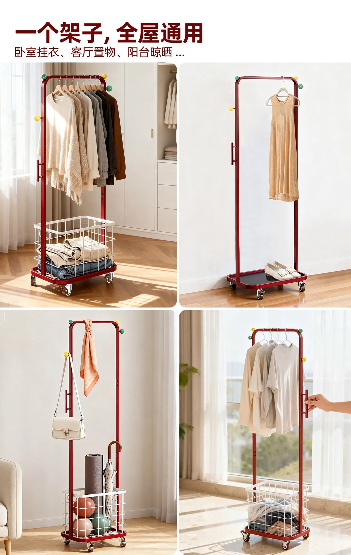 Cabideiro Suspenso para Roupas, Armazenamento para Quarto, Carrinhos para Hall de Entrada, Cabideiro Economizador de Espaço, Perchero de Pé Robusto, Mobiliário para Sala