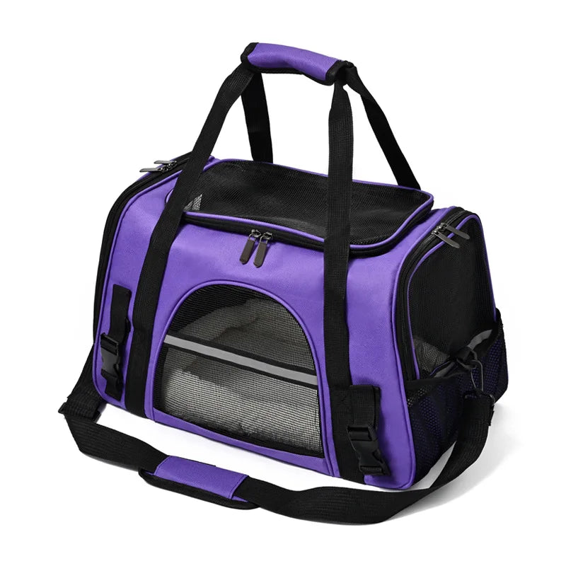 Portadores de animais de estimação mochila portátil respirável dobrável bolsa de ombro gato cão portador sacos de viagem de saída animais de estimação bolsa de transporte.