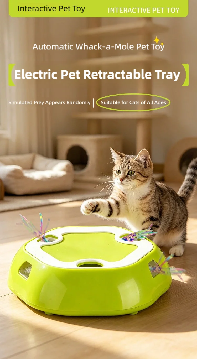 Brinquedo Elétrico Retrátil para Gatos: Placa de Exercício com Múltiplos Buracos para Aliviar o Tédio e Estimular a Energia (Estilo Whack-a-Mole)