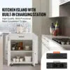 "Marble & Metal 32" Mobile Kitchen Cart with Storage Power Outlet Spice Rack & Towel Bar"