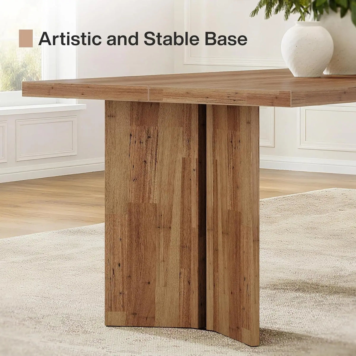 Mesa de Jantar Estilo Fazenda para 4 a 6 Pessoas, Mesa Retangular de Madeira de 63 Polegadas com Tampo Grande e Estrutura Robusta, Personalizada